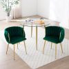 Modern Velvet Dining Chairs Set of 2, Upholstered Woven Dining Chair with Golden Metal Legs, Upholstered Dining Chairs for Dining Room, Kitchen