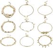 9Pcs Anklets for Women Girls Ankle Chains Bracelets Adjustable Beach Anklet Foot Jewelry Set