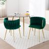 Modern Velvet Dining Chairs Set of 2, Upholstered Woven Dining Chair with Golden Metal Legs, Upholstered Dining Chairs for Dining Room, Kitchen