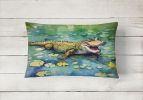 NEW Watercolor Wildlife Throw Pillow Throw Pillow for Indoor Couch Bed Outdoor Patio Washable, Alligator 2866,12Hx16W
