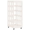 Log Holder with Wheels White 15.7"x19.3"x43.3" Solid Wood Pine