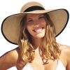 Womens Sun Straw Hat Wide Brim UPF 50 Summer Hat