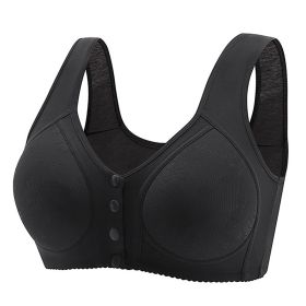 Women's Front Closure Bras Plus Size Lace Full Coverage Underwire Unlined Bra (Color: Black, size: 40 90)