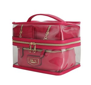 MKF Collection Emma Cosmetic 4 Pc Set by Mia K (Material: Vegan Leather, Color: Fuschia)