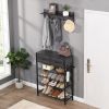 Versatile Entryway 4-Tier Shoe Rack with Drawers and Coat Hooks - Multi-functional Home Storage Unit