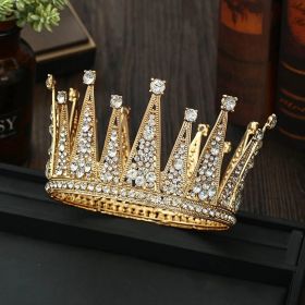 Fashion Bridal Hair Accessories Alloy Hollow Diamond Crown (Color: Gold)