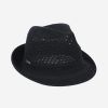 Short Brim Hollow Sun Hat Fedora; Iron Label Decor Breathable Straw Hats Outdoor Travel Beach Sunscreen Panama Hat