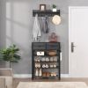 Versatile Entryway 4-Tier Shoe Rack with Drawers and Coat Hooks - Multi-functional Home Storage Unit