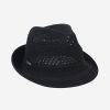 Short Brim Hollow Sun Hat Fedora; Iron Label Decor Breathable Straw Hats Outdoor Travel Beach Sunscreen Panama Hat